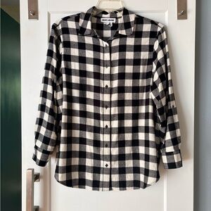 DKNY Black and White Flannel Checkered Shirt